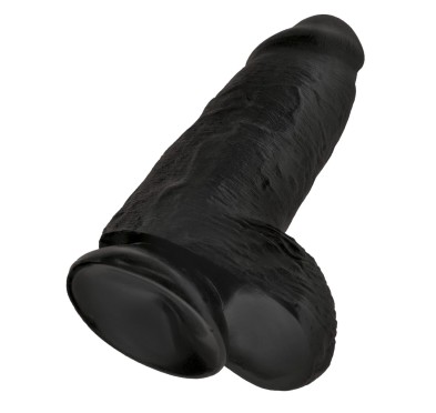 King Cock - Realistyczne Grube Dildo Z Przyssawką 23 CM Czarny